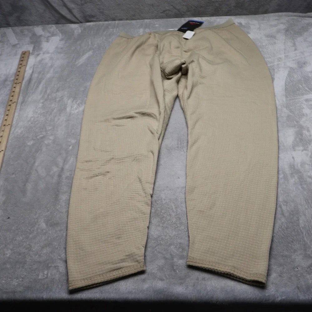 Peckham Pants Mens XL Beige Waffle Fleece Power Dry Base Layer USA Made NWD READ